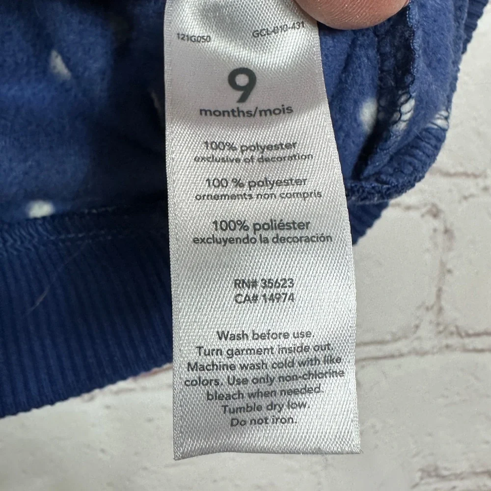 Carter's Infant Girls Fleece Vest Full Zip Up blue pokla dot, sz 9 months GUC‎